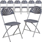 Flash Furniture HERCULES Series Plastic Fan Back Folding Chair - Charcoal-Set of 8 Charcoal Plastic Folding Chairs