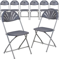 Flash Furniture HERCULES Series Plastic Fan Back Folding Chair - Charcoal-Set of 8 Charcoal Plastic Folding Chairs
