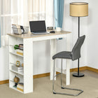 HOMCOM Modern Bar Table for Kitchen, Dining Room, Living Room - White-The open shelves are armed with side guardrails, preventing items from falling out 