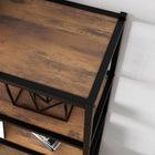 HOMCOM 5-Tier Bookcase with Doors and Open Shelves - Brown-Features Industrial design and raised metal base, perfectly match your other furniture 