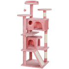 PawHut 54" Cat Tree Tower with Scratching Posts and Condos - Pink-Activity play center keeps cats entertained and active 