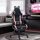 HOMCOM Reclining Faux Leather Gaming Chair with Footrest, Lumbar Support and Headrest - Black-Medium-density foam padding wrapped in easy-to-clean faux leather
