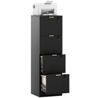 HOMCOM 4-Drawer Fluted Vertical Letter/A4 Filing Cabinet with Lock - Black-Four file drawers fit A4 or letter-size folders
