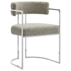 Modway Huron Curved Back Fabric and Metal Dining Accent Chair - Silver/Wheat-Modern Barrel Dining Chair