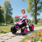 Qaba 24V 2-Seater Ride On Car for Kids with Suspension Wheels - Pink-Spacious double seat lets two kids share the fun and adventure 
