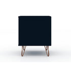 Manhattan Comfort Rockefeller 20.08" Mid-Century Modern 1-Drawer Nightstand 2-Piece Set - Tatiana Midnight Blue-Perfect for Storage or Display Items