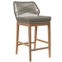 Modway Wellspring Outdoor Patio Teak Wood Bar Stool - Light Gray Greige-Outdoor Patio Bar Stool