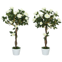 Outsunny 3' Artificial Rose Tree - White - 2 Pack-Two-piece artificial tree set adds double the greenery 