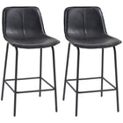 HOMCOM Microfiber Upholstered Bar Stools - Black - 2 Pack-Counter stools set of 2

