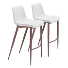 Zuo Magnus Barstool - White/Walnut - Set of 2-Ergonomic and supportive footrest