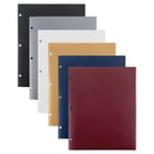 JAM Paper Heavy Duty Plastic 2 Pocket Extra Tough Folders with 3 Hole Punch - Assorted Professional Colours - 6 Pack-Colours: Burgundy, Gold, Grey, Navy Blue, White, and Black