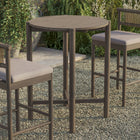 Modway Eleni Round 35" Outdoor Teak Wood Round Bar Table - Weathered Grey Teak-Slatted Tabletop