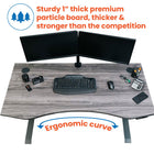 Motionwise M3 PRO Series Ergonomic Curve 30" x 60" Electric Sit-Stand Desk with Dual Motors - Rustic Grey-Heavy-Duty Weight Capacity: Crafted with powder-coated steel framework, this desk is designed to support up to 225 lbs., accommodating various monitors, printers, and other office essentials with ease.