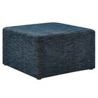 Modway Callum Large 28" Square Woven Heathered Fabric Upholstered Ottoman - Heathered Weave/Azure-Woven Heathered Fabric Upholstery