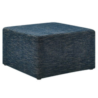 Modway Callum Large 28" Square Woven Heathered Fabric Upholstered Ottoman - Heathered Weave/Azure-Woven Heathered Fabric Upholstery