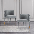Manhattan Comfort Maya 24.02" Modern Velvet Upholstered Dining Chair - Grey-Frame Made of High Quality Elm Wood with Metal Brushed Gold Tips for Fashion and Durability