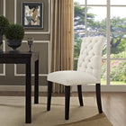 Modway Duchess Button Tufted Fabric Dining Chair - Beige-Solid Rubberwood Legs