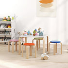 Qaba Kids Table & Chair Set, Kids Table & 4 Chair Set for Toddlers - Multicoloured-Smooth, spill-resistant surface wipes clean effortlessly
