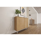 Nexera Slim 2-Door Storage Accent Cabinet - Floating And Wall Mount Bar - Golden Maple-6