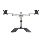 Startech Dual Monitor Stand - Ergonomic Desktop Monitor Stand for up to 32" VESA Displays - Silver-Stable & non-slip: Aluminum free standing monitor mount w/ u-shaped base (11.8" (300mm) x 20.5" (520mm)) for max stability & flexible placement; Anti-slip rubber pads prevent scratches on desk surface