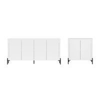 Manhattan Comfort Abbey Modern Accent Cabinet and Sideboard - White - Set of 2-Modern Accent Cabinet and Sideboard for Dining Room, Living Room, and Bedroom Usage. Set of 2