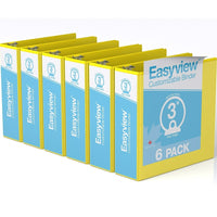 Davis Group Easyview Premium Binder - Round Ring - Customizable - 3" - Yellow - 6 Pack-3 Ring Binder