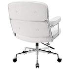 Nicer Furniture Executive Work Chair Genuine Leather - White-PU-Injected foam cushions ( 4 1/2" thick seat cushion, 3" thick back cushion) are wrapped in Dacron, a synthetic silk.