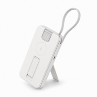 Rwan 10,000 mAh Magnetic Wireless Power Bank With Stand, USB-C Cable and Apple Watch Charger - White-10,000 mAh capacity provides portable power for compatible devices