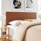Modway Sparta Weave Vegan Leather King Headboard - Walnut Brown-Wood Frame