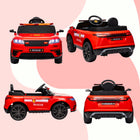Qaba 12V Electric Police Car for Kids with Remote Control - Red-Auxiliary wheels included for easy towing when unpowered 