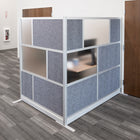 Luxor Modular Wall Extension - 70" W x 70" H - Segmented Grey Frame, Frosted Acrylic, Cool Grey PET-Enhances light flow while reducing distractions