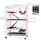 PawHut 50" H 5-Tier Deluxe Rolling Small Animal Cage - Light Grey-Each platform has round holes connected with ramps 