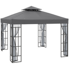 Outsunny 10 ft W x 10 ft L Garden Gazebo Outdoor Sunshade Portable with Screen - Grey-Powder coated steel construction resists chipping, peeling, rust and corrosion