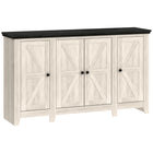 HOMCOM Farmhouse 47.2" L Sideboard - White Wood Grain-Three cabinets provide ample storage for daily supplies
