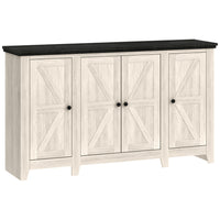HOMCOM Farmhouse 47.2" L Sideboard - White Wood Grain-Three cabinets provide ample storage for daily supplies
