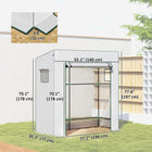 Outsunny Lean-to Tomato Greenhouse with PE Cover - White- A large roll-up door and two mesh windows for easy access and ventilation
 