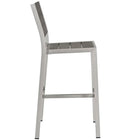 Modway Shore Outdoor Patio Aluminum Armless Bar Stool - Silver Gray - Set of 2-Anodized Aluminum Frame