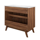 Modway Soma 36" Bathroom Vanity - Walnut/White-8" Centerset Holes
