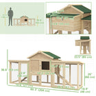 PawHut 37" H Large Wooden Chicken Coop with Nesting Box and Run Ramp - Natural-Outdoor run allows them to move around and breathe fresh air 