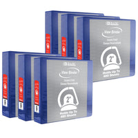 BAZIC Products 2" Slant D Ring View Binder with 2 Pockets - Blue - 6 Pack-Hard Vinyl Cover