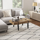 HOMCOM Rustic Coffee Table with Steel Legs - Natural Wood Finish-Thick and wide tabletop to place books or laptop on