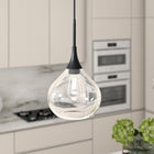 Hudson&Canal Ida 9.5" Wide Pendant with Glass Shade - Matte Black/Clear-Rated for one 60W incandescent bulb - 9W LED bulb, 13W fluorescent (CFL) bulb, or 9W self-ballasted LED bulb, E26-base bulb, Bulb not included