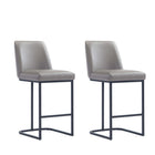 Manhattan Comfort Serena 17.71" Modern Leatherette Upholstered Counter Stool - Grey - 2 Pack-Modern Counter Stool with Backrest Perfect for Bar and Kitchen Use - Set of 2