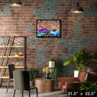 Dream Garage by Michel Fishel - Framed Canvas - 31" x 22"-Museum-quality reproduction with vibrant colors