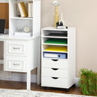 Vinsetto 3-Drawer Office Cabinet with Wheels - White-Tabletop can hold printers, scanners or display person items
