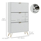 HOMCOM Shoe Storage Cabinet with 3 Flip Drawers for 18 Pairs - White-8 vents on the back to keep your shoes inside ventilated from odour and dirt
