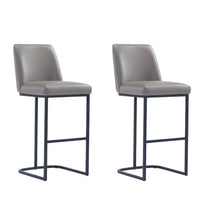 Manhattan Comfort Serena 17.71" Modern Leatherette Upholstered Barstool - Grey - 2 Pack-Modern Barstool with Backrest Perfect for Bar and Kitchen Use - Set of 2