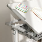Qaba Height Adjustable Kids Desk & Chair Set with Tiltable Desktop - Grey-Constructed from solid MDF and steel for durability and stability
