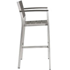 Modway Shore Outdoor Patio Aluminum Bar Stool - Silver Gray - Set of 2-Black Plastic Foot Caps