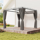 Outsunny Retractable Pergola Canopy with Sidewalls - 10' x 10' - Light Grey-16x ground stakes and 8x expansion screws included to pin to the ground